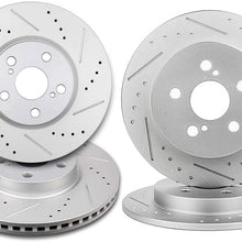 AUTOMUTO Brake Rotors Kit 4pcs Drilled Slotted Discs Brake Rotors fit for 2009-2010 for Pontiac Vibe,2009-2019 for Toyota Corolla,2009-2013 for Toyota Matrix
