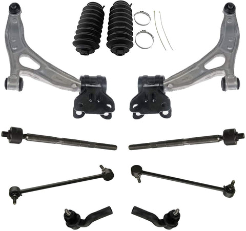 Detroit Axle - 10pc Front Lower Control Arms w/Ball Joints, Inner Outer Tie Rods & Boots and Sway Bar Links for 2013-2016 Ford C-Max - [2012-2016 Ford Focus Exclude 15