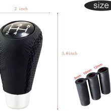 Bashineng Shifter Knob 5 Speed Leather Gear Stick Shift Head for Most Manual Cars (Black & Red)