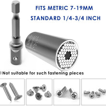 Universal Socket,BLENDX 1/4"-3/4" (7mm to19mm) Ratchet Universal Socket Set with Wrench Power Drill Adapter - Best Tool Present for Handyman Men Husband Father Boyfriend Him (Silver)