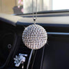 Bling Car Decor Crystal Ball Car Rear View Mirror Charm, Rhinestone Hanging Ornament for Car & Home Decor, Crystal Sun Catcher Ornament, Car Charm Decoration, Bling Car Accessories (Silver)