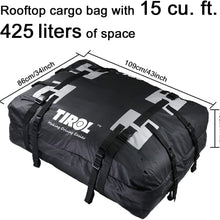 TIROL Waterproof Roof Top Carrier Cargo Luggage Travel Bag (15 Cubic Feet) for Vehicles with Roof Rails