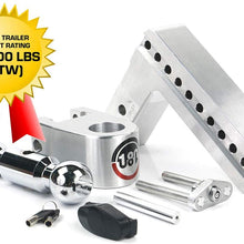 Weigh Safe 180 Hitch CTB8-2.5 8" Drop Hitch, 2.5" Receiver 18,500 LBS GTW - Adjustable Aluminum Trailer Hitch Ball Mount & Chrome Plated Combo Ball, Dual Pin Keyed Lock