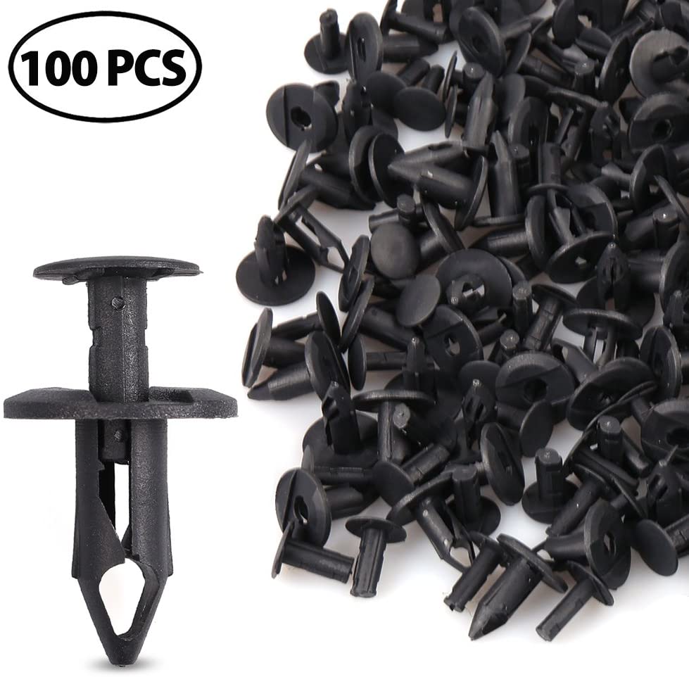 LotFancy 100PCS Car Fender Clips, Nylon Push Retainer Clips, Auto Body Clips Compatible with Honda Mazda Nissan Boat Toyota Retainer Clips kit, 8mm Universal - Fits Most Models