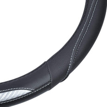 BDK UltraSport Steering Wheel Cover - Perforated Microfiber Leather with Carbon Fiber Detail & Contrast Stitching (Silver Chrome)