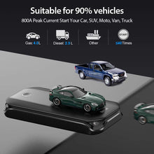 Baseus Portable Car Jump Starter, 800A Peak Automotive Battery Charger (Up to 4L Gas or 2.5L Diesel Engine), 12V Power Pack Jumper Start & Phone Charger with USB Port, Jumper Cables & LED Flashlight