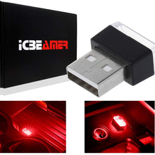 ICBEAMER [ Color:Red Universal USB Interface Plug-in Miniature Night Light LED Car Interior Trunk Ambient Atmosphere