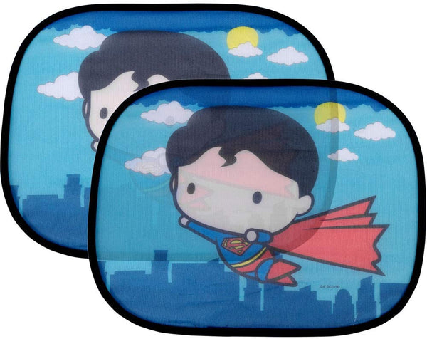 Side Car Window Sun Shade - 17"x13" Cling Sunshade for Glare and UV Ray Protection for You and Your Child - Baby Side Window Car Sun Shades - Licensed DC Comics Chibi Superman