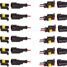 6 Kit 1 Pin and 6 Kit 2 Pin Car Waterproof Electrical Connector Plug with Wire for Car Motorcycle Quad Bike Truck Boat Marine