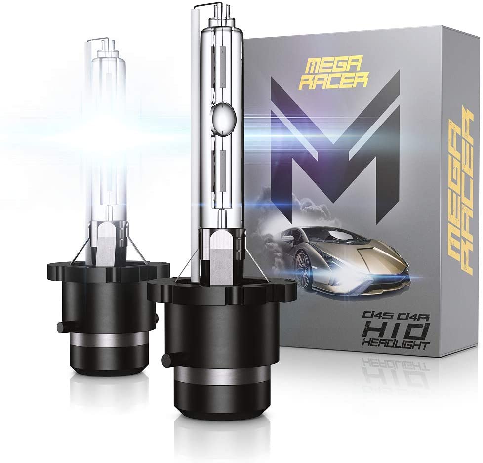 Mega Racer D4S HID Bulb 6000K - D4C/D4R/D4S Headlight for Low Beam High Beam 12V 35W 6000K Diamond White IP68 Waterproof, Pack of 2