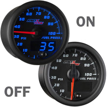 MaxTow Double Vision 100 PSI Fuel Pressure Gauge Kit - Includes Electronic Sensor - Black Gauge Face - Blue LED Illuminated Dial - Analog & Digital Readouts - for Trucks - 2-1/16" 52mm