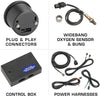 GlowShift Black 7 Series - Kit de calibrador de banda ancha digital de aire y combustible, incluye sensor de oxígeno, salida de registro de datos y tapón de soldadura, pantalla LED azul, lente transparente, 2.047 in