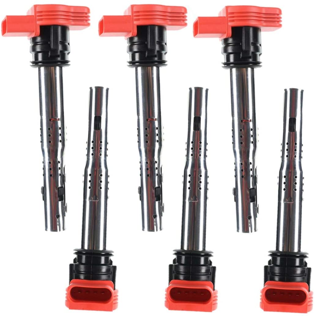 Set of 6 Ignition Coils Pack for Audi A4 A5 A6 Quattro Q5 Q7 R8 S4 S5 S6 Volkswagen Touareg Porsche Cayenne Panamera