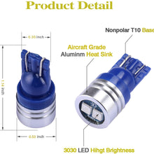 iBrightstar Extremely Bright 3030 Chipsets 168 175 194 2825 W5W T10 Wedge LED Bulbs For License Plate Interior Map Dome Trunk Lights, Blue
