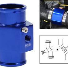 Hlyjoon Blue 36mm/14.17“ Water Temperature Sensor Adapter Aluminum Water Temp Gauge Joint Pipe Fit for 1/8 NPT Threaded Sensor Radiator Hose Adaptor