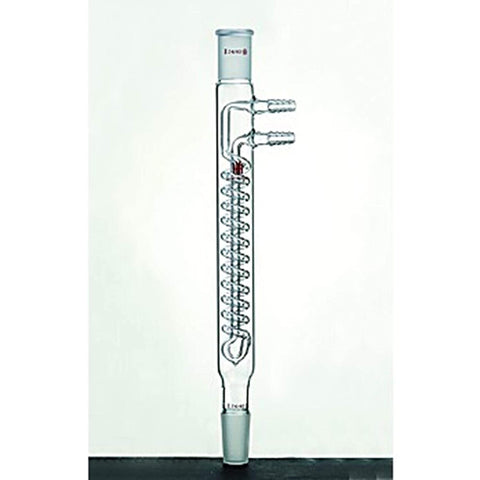 Kemtech America C314125 Synthware Reflux Condenser, Large Cooling Capacity, 125 mm Coil Length, 24/40 Joint, 300 mm Height, 10 mm Hose Connection