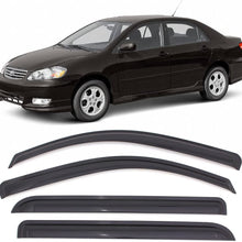 Window Visors Compatible With 2003-2008 Toyota Corolla | Dark Smoke Car Rain Sun Window Shade Guard Wind Deflector Smoke by IKON MOTORSPORTS| 2004 2005 2006 2007