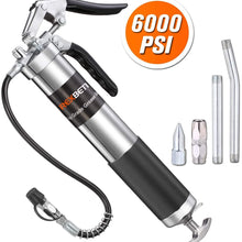 REXBETI Grease Gun, Pistol Grip Grease Gun Set with 18 Inch Flex Hose, Heavy Duty Steel Barrel, 2 Reinforced Coupler Included