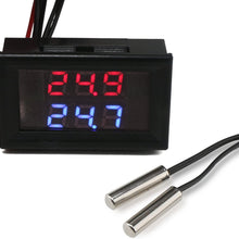 DROK Digital Thermometer, DC 4-28V -50 to +125 Degree Celsius Indoor Outdoor Thermometer with Dual LED Display, High Accuracy Temperature Gauge Tester with 2 Waterproof NTC Temperature Sensor Probe