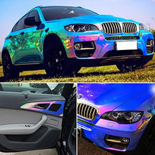 ATMOMO Laser Blue Holographic Vinyl Wrap Gloss Color DIY Air-Release Adhesive Film 53'' x 7.8''