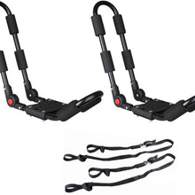 HUWENJUN123 Kayak Roof Rack Sets for Cars and SUVs, Universal Fit Carriers Mount on Crossbars for Easy Travel with Kayaks Canoes Paddleboards and Surfboards