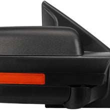 Right Passenger Side Black Manual Folding w/Amber LED Turn Signal Light Towing Mirror Replacement for Ford F-150 04-14