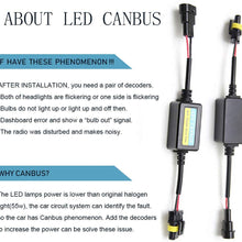 HerMia 9005 9006 9012 Led Headlight Decoder Canbus Error Free Anti-flicker Resistor Harness Headlight Bulb Decoder for LED Headlight Warning (Pair)