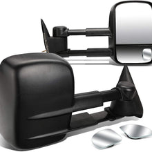 Replacement for Chevy GMC C/K GMT400 Black Textured Telescoping Manual Extendable Towing+Circle Blind Spot Mirror