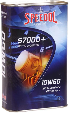 Speedol S7000+ Performance Racing 10W-60 Full Synthetic Ester Tech Engine Oil 1.06 Quart (1 Liter) | Premium Tin Packaging | Extreme Performance 100% Synthetic Motor Oil for Sport Bikes, Cars,Vehicles