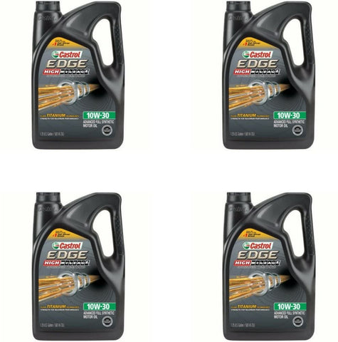 Castrol 03129C EDGE High Mileage 10W-30 Advanced Full Synthetic Motor Oil, 5 quart (4 Pack)