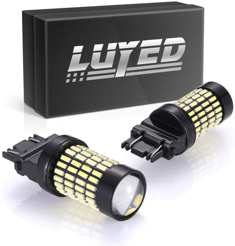 LUYED 2 X 1700 Lumens Extremely Bright 3157 4014 102-EX Chipsets 3056 3156 3057 3157 LED Bulbs with Projector for Backup Reverse Lights,Xenon White(Brightest LED in market)