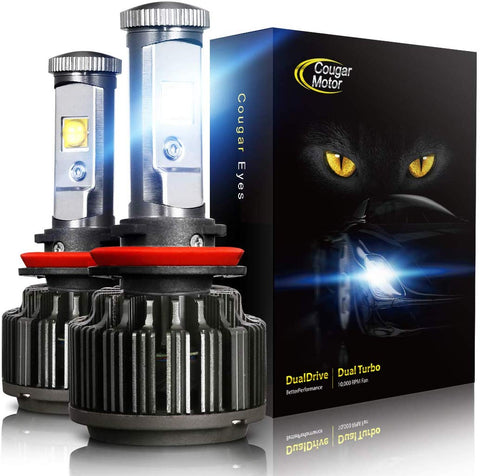 Cougar Motor LED Headlight Bulbs All-in-One Conversion Kit - H11 (H8, H9) -7,200Lm 6000K Cool White CREE