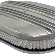 12" Classic Finned Polished Aluminum Oval Air Cleaner W/Filter Chevy V8