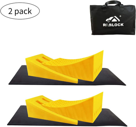 ROBLOCK Camper Leveling Blocks 2 Pack Kits Heavy Duty Curved Leveler Blocks Works for 30,000 LBS RV, Trailer, Campers