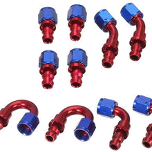 Vincos 10pcs 6AN Hose Fitting Kit (Blue+Red) + 20Ft 6AN AN6 Push Lock Oil Gas Fuel Hose Blue