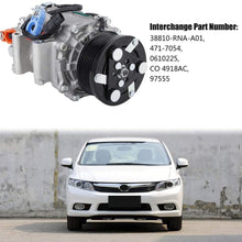 Air Conditioner Compressor, Automotive A/C Air Conditioning Compressor Assembly Fit for Honda Civic 1.8L 2006-2010 Replaces Part# 38810-RNA-A01
