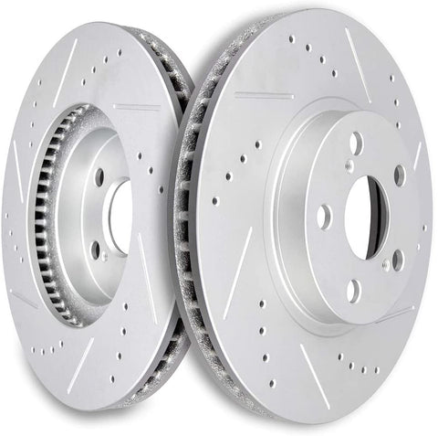 Scitoo Brakes Rotors 2pcs Front Drilled Slotted Discs Brake Rotors Brakes Kit fit 2003-2008 Pontiac Vibe,2005-2010 for tC,2000-2005 for Celica,2003-2008 for Corolla,2003-2008 for Matrix