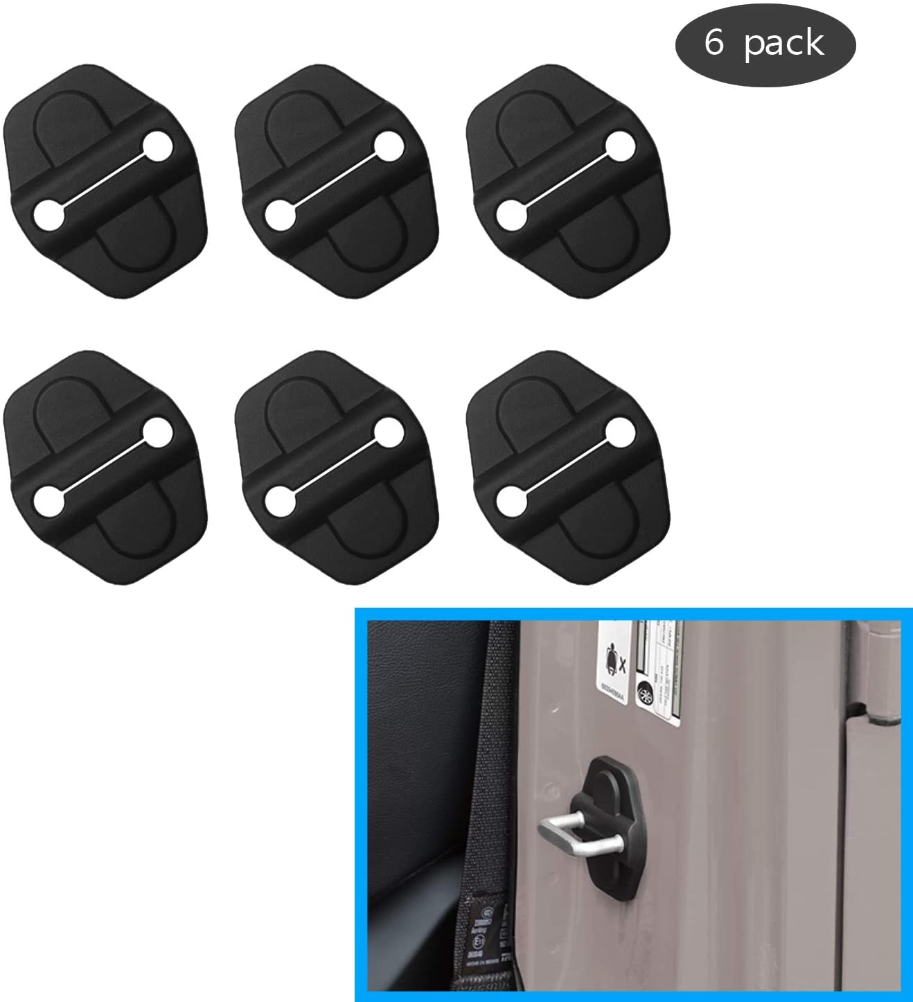 Monrand 6 Pcs Car Door Lock Cover for 2007-2019 Jeep Wrangler JL JLU Jeep Gladiator JT, ABS Car Door Lock Covers Protection Trim Decor