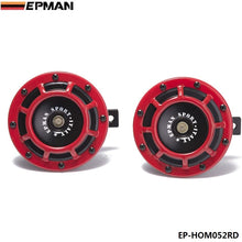 EPMAN 12V 110dB Super Loud Compact Electric Blast Tone Horn For Motorcycle Chopper 12 (Red, Pack Of 2)