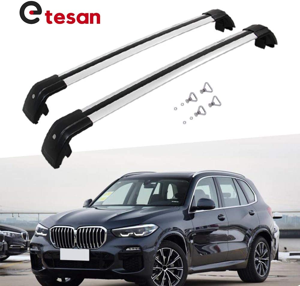 2 Pieces Cross Bars Fit for BMW X5 2019 2020 2021 Silver Cargo Baggage Luggage Roof Rack Crossbars