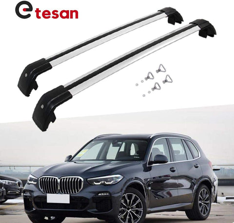 2 Pieces Cross Bars Fit for BMW X5 2019 2020 2021 Silver Cargo Baggage Luggage Roof Rack Crossbars