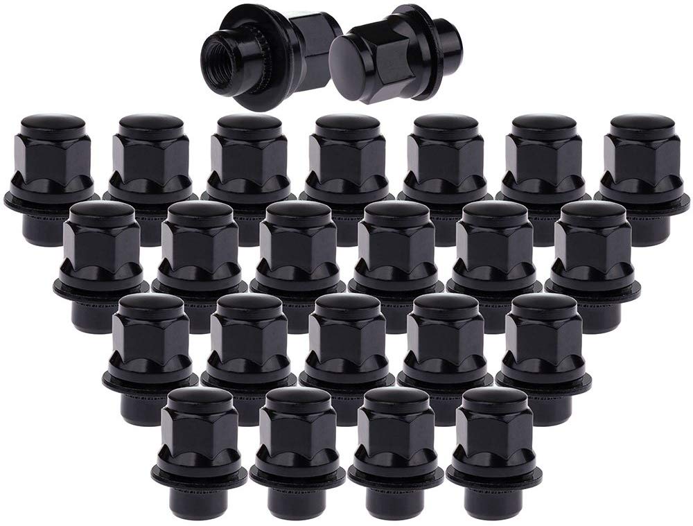 ECCPP Replacement for Wheel Lug Nuts 24 Pieces 12x1.5 Black Spline Bulge Acorn Drive Close End Socket Lug Nuts for Toyota 1997-2016