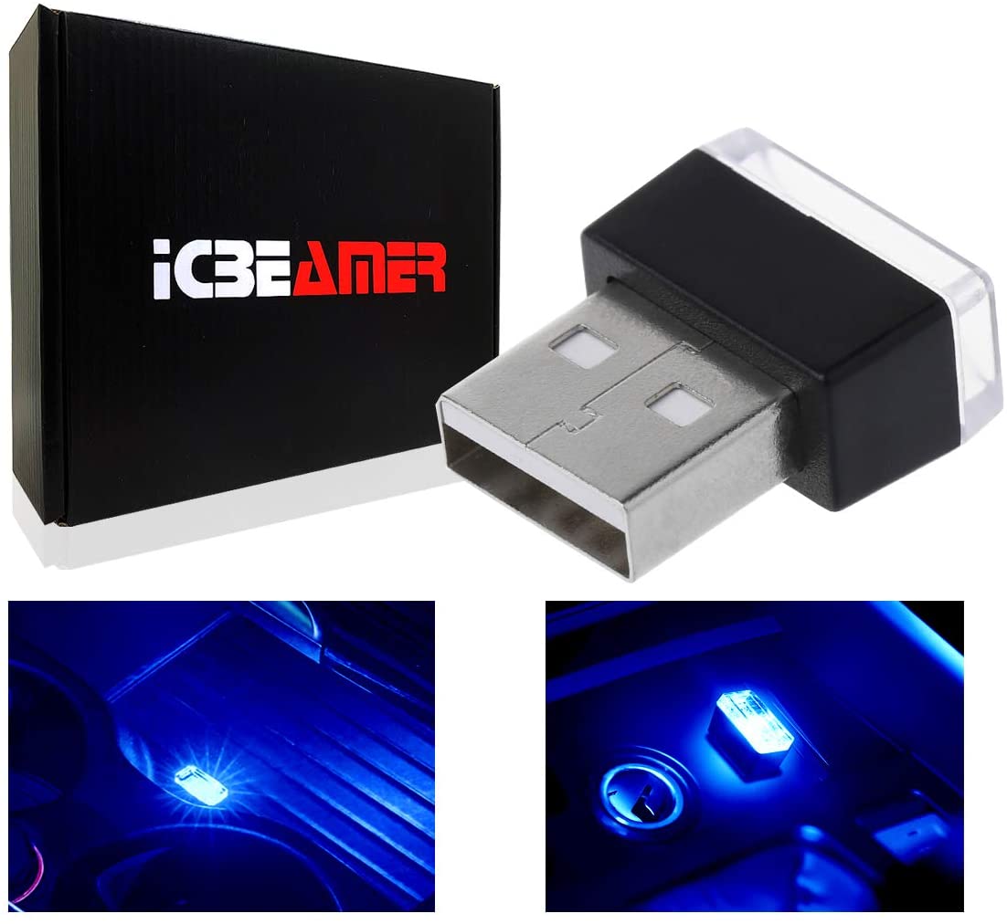 ICBEAMER 1pc Green Universal USB Interface Plug-in Miniature Night Light LED Car Interior Trunk Ambient Atmosphere