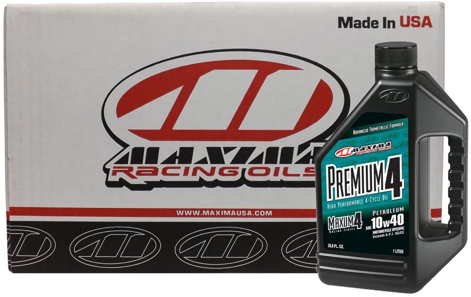 Maxima CS34901-12PK Premium4 10W-40 Motorcycle Engine Oil - 1 Liter Bottle, (Case of 12)