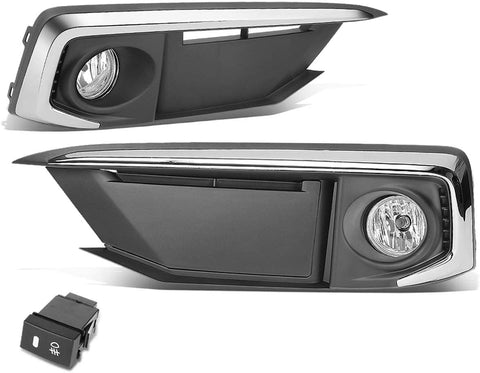 DNA MOTORING FL-ZTL-316-CH Factory Style Driving Fog Lights Lamps w/Switch For 19-20 Civic 2-Dr Coupe / 4-Dr Sedan, Clear Lens/Chrome - Black Bezel