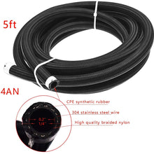 labwork Fuel Oil Gas Line Hose 5 Feet Black AN-4/AN-6 (Equivalent Tube Size Nominal OD 0.25/0.375 inch Hose ID 0.2/0.34 inch) Nylon/Stainless Steel Braided (an-4)