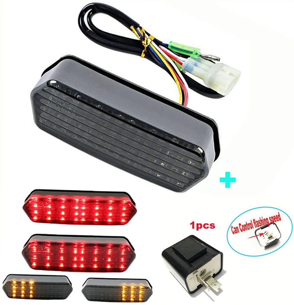 Yibid LED Integrated Tail Light for 2014-2018 Honda Grom MSX 125 Motorcycle, Brake Indicator Sequential Lights for MSX125/SF CBR650F CTX700 CTX700N, Smoke Len, with 1pcs Black 2-Pin Turn Flasher Relay