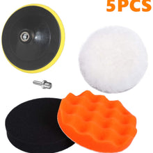 Sisha 7" Polishing Pads Set, 5Pcs Wool and Sponge Buffing Pads with M14 Adapter for Sanding, Polishing, Waxing, Sealing Glaze (Sticky Backing Pad Included)