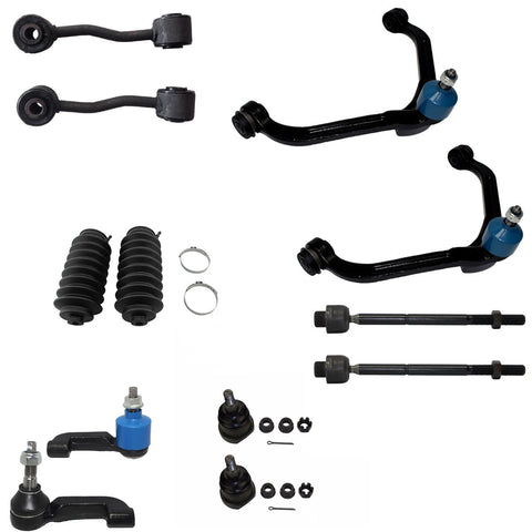 Detroit Axle - 12pc Front Suspension Kit for 2002 2003 2004 Jeep Liberty 2.4L & 3.7L - Front Upper Control Arms w/Ball Joints - Lower Ball Joints - Inner Outer Tie Rod Ends - Front Sway Bar End Links
