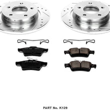 Power Stop K129 Rear Brake Kit with Drilled/Slotted Brake Rotors and Z23 Evolution Ceramic Brake Pads,Silver Zinc Plated
